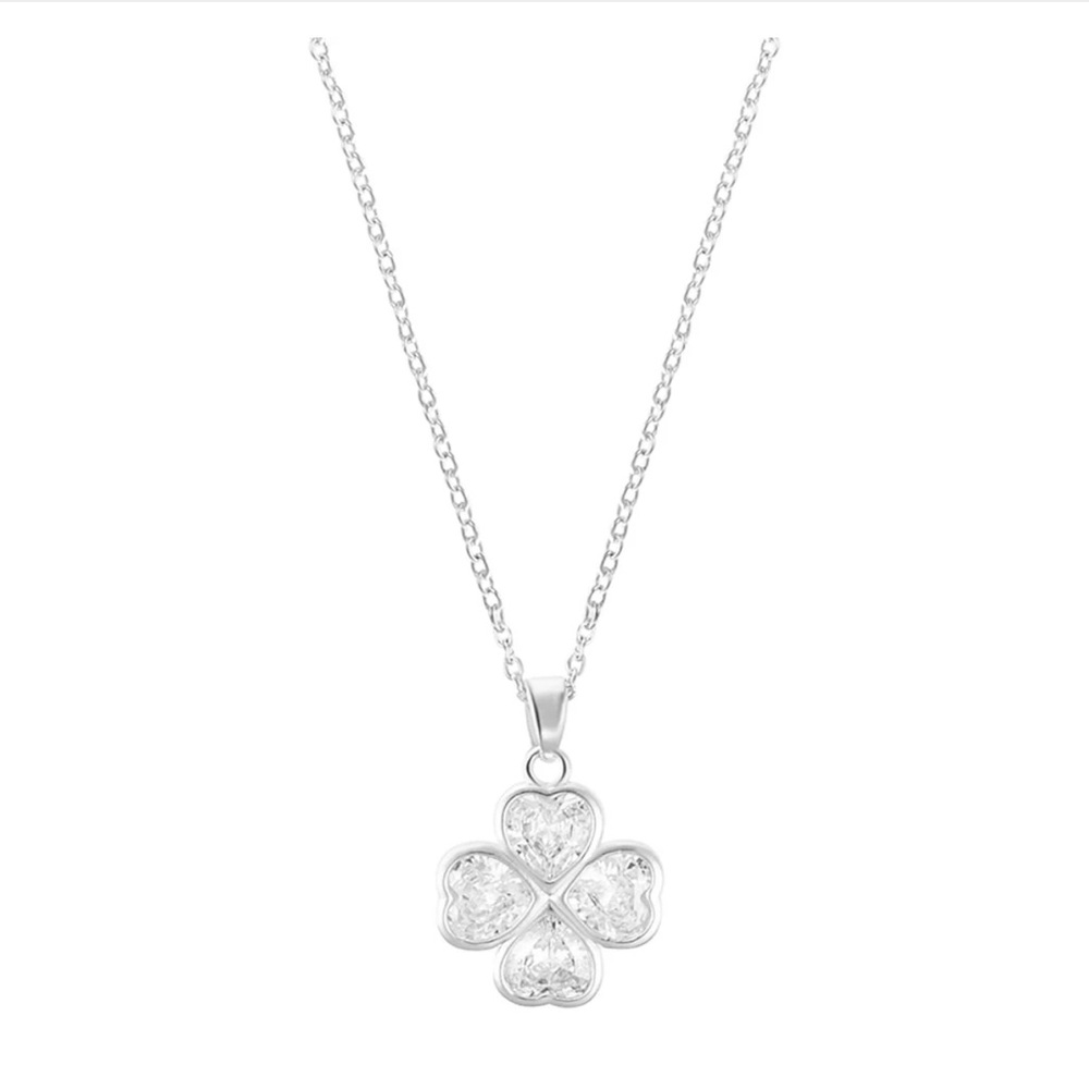 Adornia Adjustable Clear Crystal Heart Clover Necklace - Picture 2 of 6